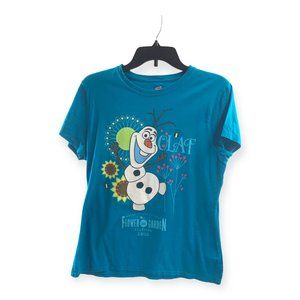 Epcot Flower & Garden Festival Tee Tshirt Wmns Sz M Blue Olaf 2015 Sunflower